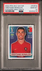Graded 2022 Panini FIFA World Cup Qatar Cristiano Ronaldo #POR18 Portugal Stickers Gray Back Soccer Card PSA 10 Gem Mint