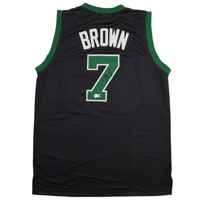 Autographed/Signed Jaylen Brown Boston Black Basketball Jersey Beckett BAS COA