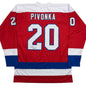 Autographed/Signed Michal Pivonka Washington Red Hockey Jersey JSA COA