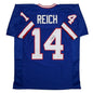Autographed/Signed Frank Reich Buffalo Blue Football Jersey Beckett BAS COA