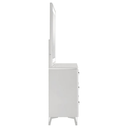 Cassia 6-drawer Dresser Cabinet with Mirror White High Gloss