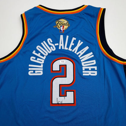 Autographed/Signed Shai Gilgeous-Alexander SGA NBA Finals Oklahoma City OKC Thunder Blue Authentic Basketball Jersey PSA/DNA COA