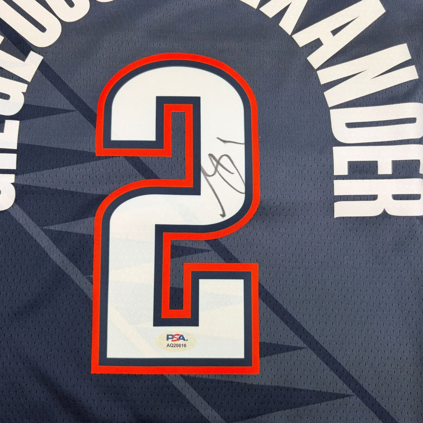 Autographed/Signed Shai Gilgeous-Alexander SGA Oklahoma City OKC Thunder Navy Blue City Edition Authentic Basketball Jersey PSA/DNA COA