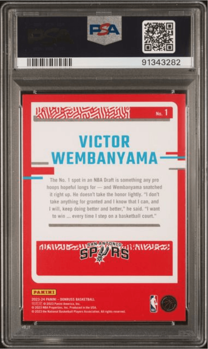 Graded 2023 Panini Donruss Victor Wembanyama #1 The Rookies Rookie RC Basketball Card PSA 9 Mint