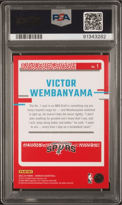 Graded 2023 Panini Donruss Victor Wembanyama #1 The Rookies Rookie RC Basketball Card PSA 9 Mint