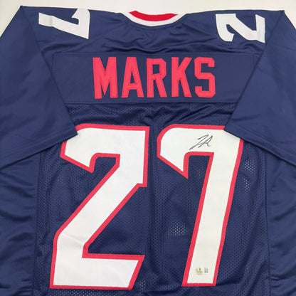 Autographed/Signed Woody Marks Houston Blue Football Jersey Beckett BAS COA