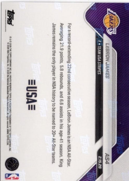 2025 Topps Now LeBron James #AS4 Platinum Member Stamp 2026 NBA All Star 22nd Selection Los Angeles Lakers Basketball Card