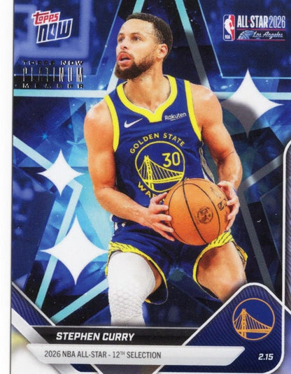 2025 Topps Now Steph Curry #AS1 Platinum Member Stamp 2026 NBA All Star 12th Selection Golden State Warriors Basketball Card