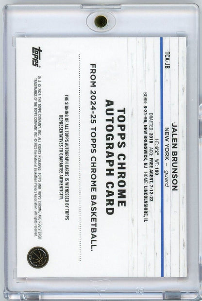 2024 Topps Chrome Jalen Brunson #TCAJB 5/5 Red Geometric Auto Basketball Card
