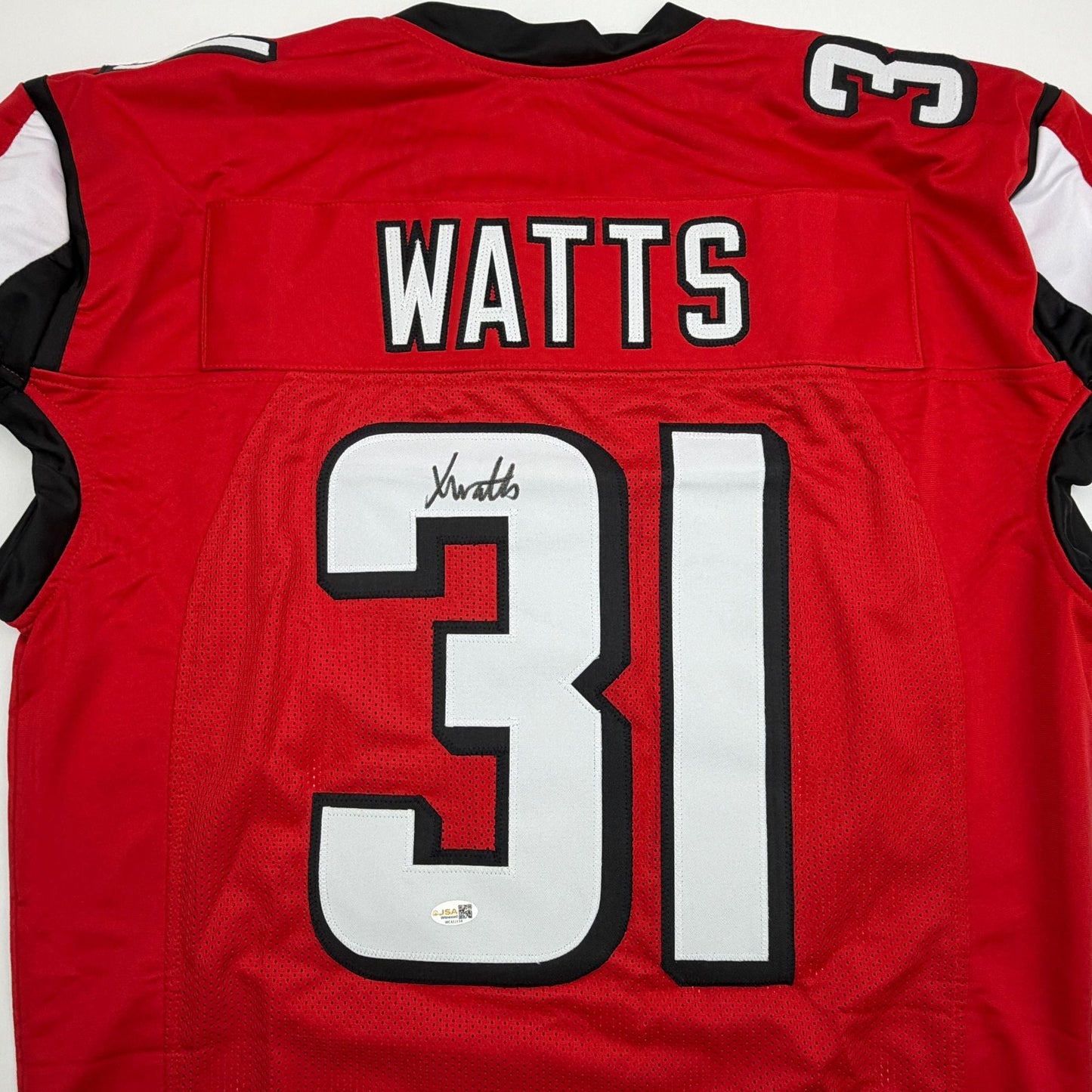 Autographed/Signed Xavier Watts Atlanta Red Pro Cut Football Jersey JSA COA