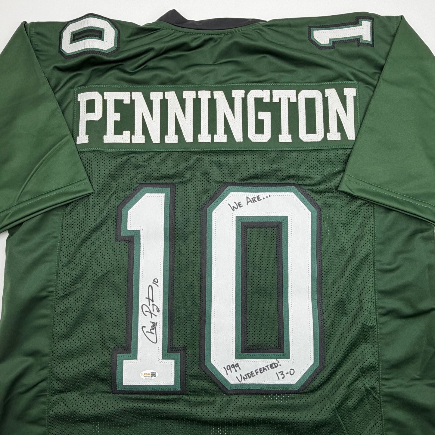 Autographed/Signed Chad Pennington Marshall Green College Football Jersey JSA COA