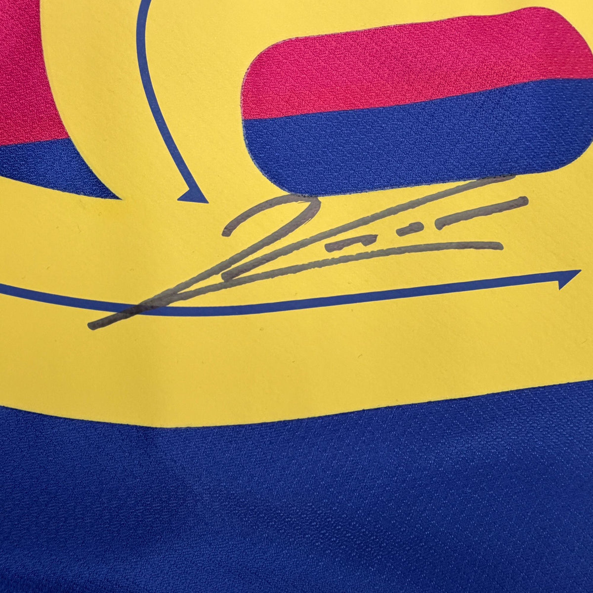 Autographed/Signed Robert Lewandowski FC Barcelona Blue/Red Soccer Futbol Jersey Beckett BAS COA