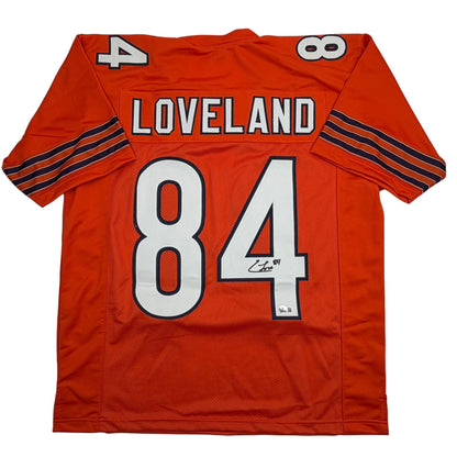 Autographed/Signed Colston Loveland Chicago Orange Football Jersey Beckett BAS COA