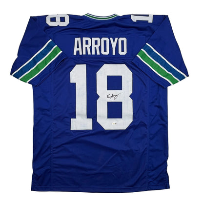 Autographed/Signed Elijah Arroyo Seattle Retro Blue Football Jersey JSA COA
