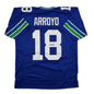 Autographed/Signed Elijah Arroyo Seattle Retro Blue Football Jersey JSA COA