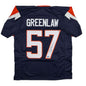 Autographed/Signed Dre Greenlaw Denver Blue Football Jersey Beckett BAS COA