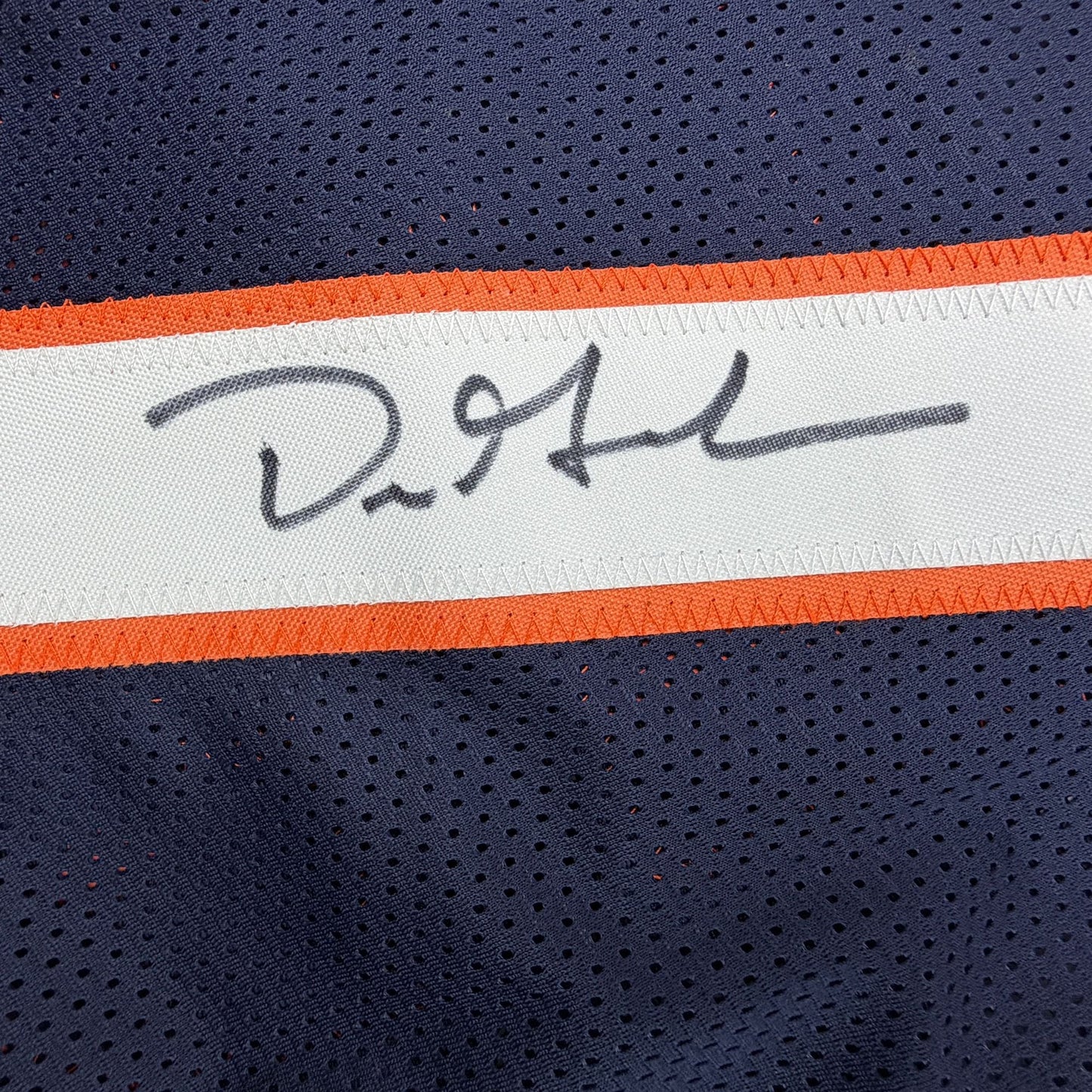 Autographed/Signed Dre Greenlaw Denver Blue Football Jersey Beckett BAS COA