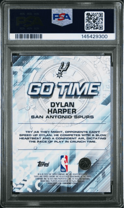 Graded 2025 Topps Chrome Dylan Harper #GT17 Go Time Raywave Rookie RC Basketball Card PSA 10 Gem Mint