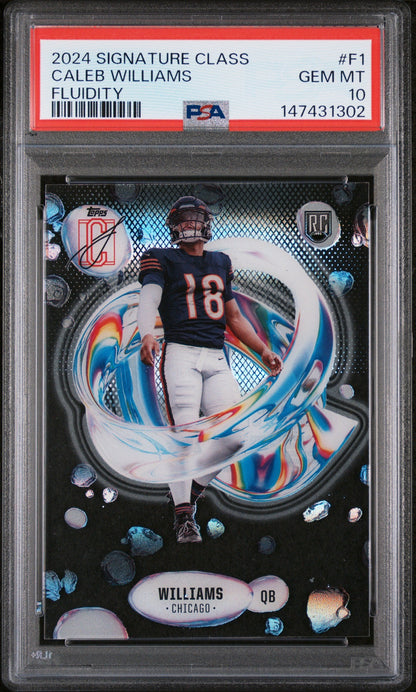 Graded 2024 Topps Signature Class Caleb Williams #F1 Fluidity Rookie RC Football Card PSA 10 Gem Mint