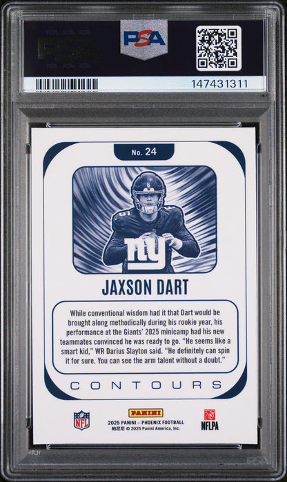 Graded 2025 Panini Phoenix Jaxson Dart #24 Contours Rookie RC Football Card PSA 7 Near Mint