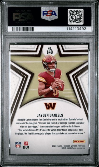Graded 2024 Panini Rookies & Stars Jayden Daniels #148 Longevity Rookie RC Football Card PSA 10 Gem Mint