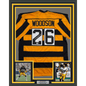 Framed Autographed/Signed Rod Woodson 35x39 HOF 09 Pittsburgh Bumbe Bee Football Jersey Beckett BAS COA