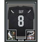 Framed Autographed/Signed Ray Guy HOF 14 35x39 Oakland Las Vegas Black Football Jersey JSA COA