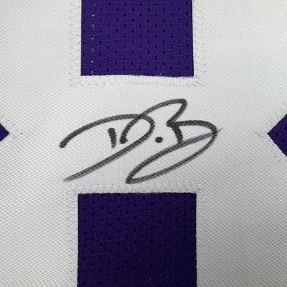 Framed Autographed/Signed Dwayne Bowe 35x39 LSU Purple College Football Jersey Beckett BAS COA