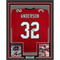Framed Autographed/Signed Jamal Anderson 35x39 Atlanta Red Football Jersey Beckett BAS COA
