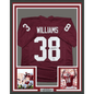 Framed Autographed/Signed Roy Williams 35x39 Oklahoma Maroon College Football Jersey Beckett BAS COA