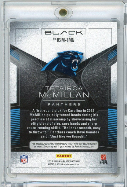 2025 Panini Black Tetairoa McMillan #RSMTMN RPA Auto /149 Rookie RC Football Card