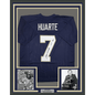 Framed Autographed/Signed John Huarte 35x39 HT 64 Notre Dame Blue College Football Jersey JSA COA