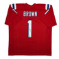 Autographed/Signed AJ A.J. Brown New England Red Football Jersey Beckett BAS COA