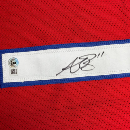 Autographed/Signed AJ A.J. Brown New England Red Football Jersey Beckett BAS COA