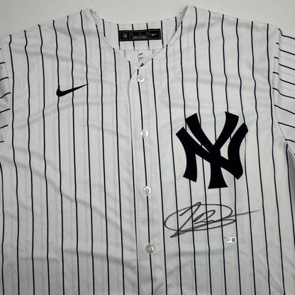 Autographed/Signed Jasson Dominguez New York Yankees Pinstripe Authentic Baseball Jersey Fanatics & MLB COA