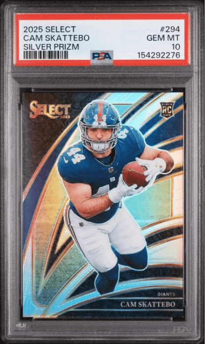Graded 2025 Panini Select Cam Skattebo #294 Silver Prizm Rookie RC Football Card PSA 10 Gem Mint