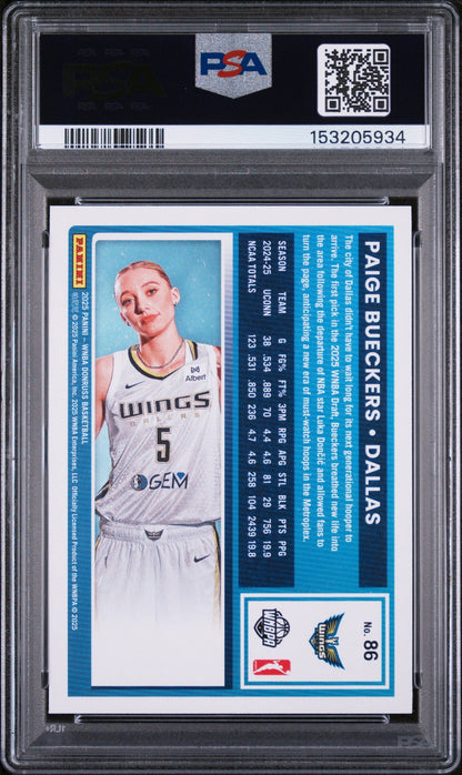 Graded 2025 Panini Donruss WNBA Paige Bueckers #86 Holo Rookie RC Basketball Card PSA 10 Gem Mint