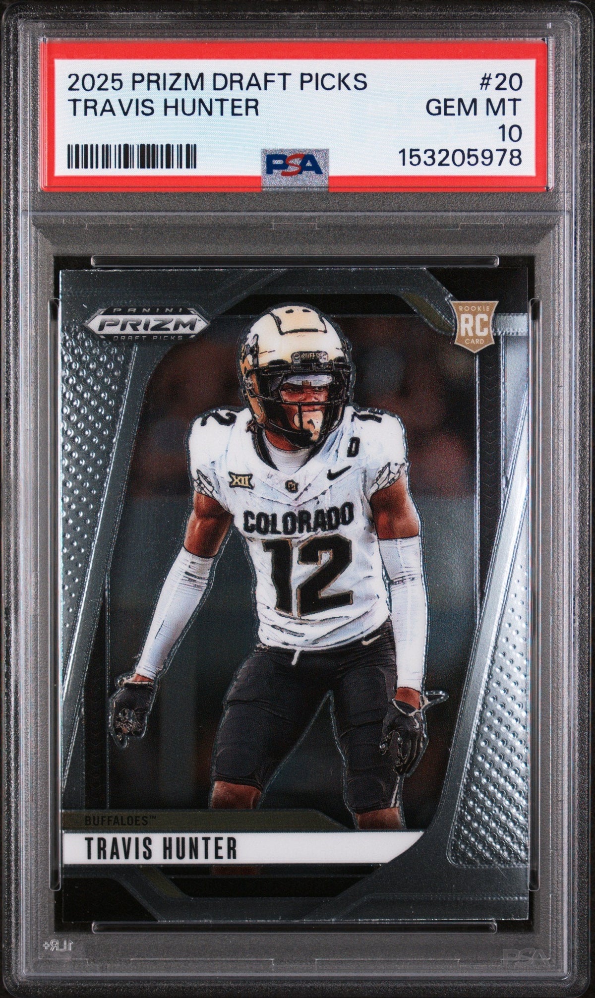 Graded 2025 Panini Prizm Draft Picks Travis Hunter #20 Rookie RC Football Card PSA 10 Gem Mint
