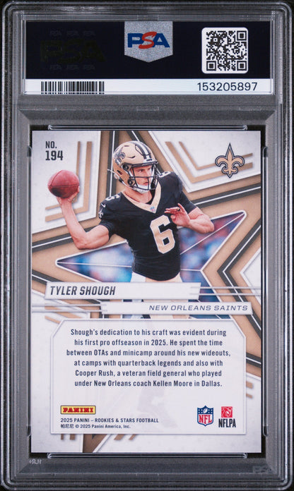 Graded 2025 Panini Rookies & Stars Tyler Shough #194 Purple /999 Rookie RC Football Card PSA 10 Gem Mint