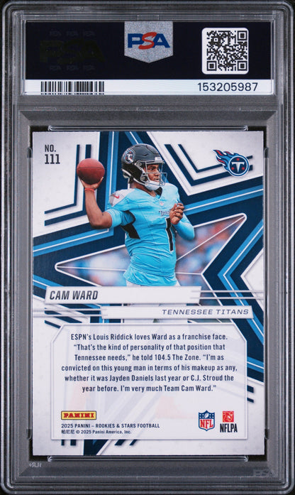 Graded 2025 Panini Rookies & Stars Cam Ward #111 Rookie RC Football Card PSA 9 Mint