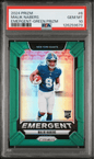 Graded 2024 Panini Prizm Malik Nabers #6 Emergent Green Prizm Rookie RC Football Card PSA 10 Gem Mint