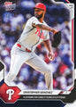 2026 Topps Now Cristopher Sanchez #258 Black Foil /10 Club Mark for Longest Scoreless Innings Pitched Streak Philadelphia Phillies Baseball Card