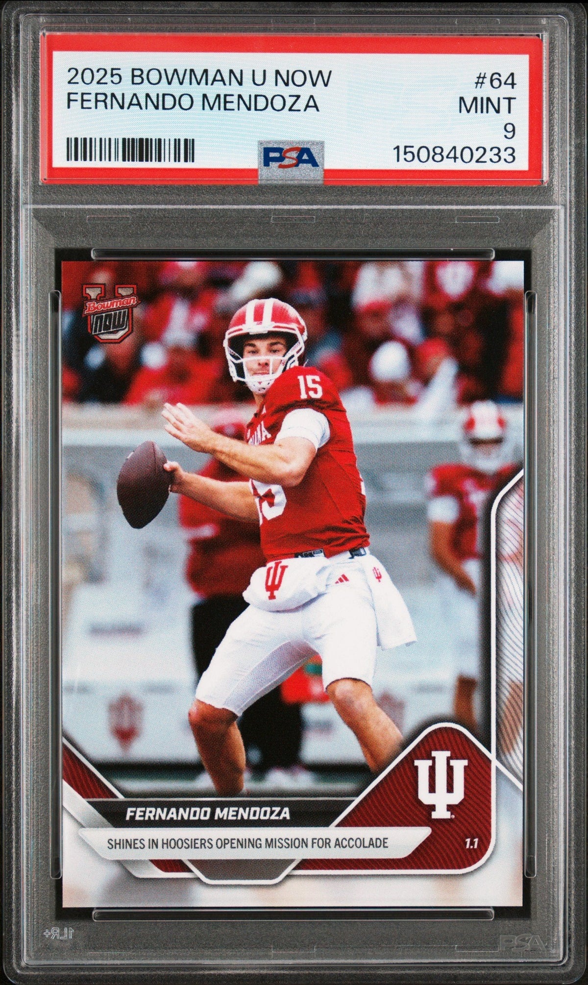 Graded 2025 Topps Bowman U Now Fernando Mendoza #64 Rookie RC Football Card PSA 9 Mint