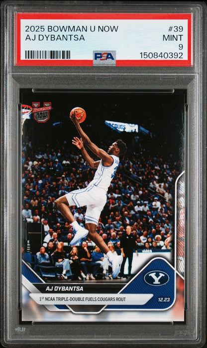 Graded 2025 Topps Bowman U Now AJ Dybantsa #39 Rookie RC Basketball Card PSA 9 Mint