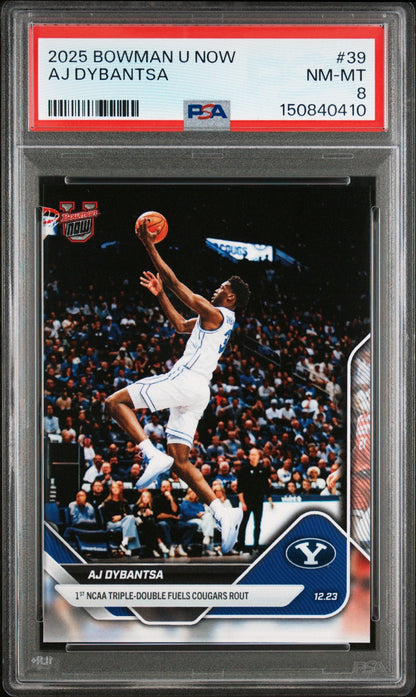 Graded 2025 Topps Bowman U Now AJ Dybantsa #39 Rookie RC Basketball Card PSA 8 Near Mint