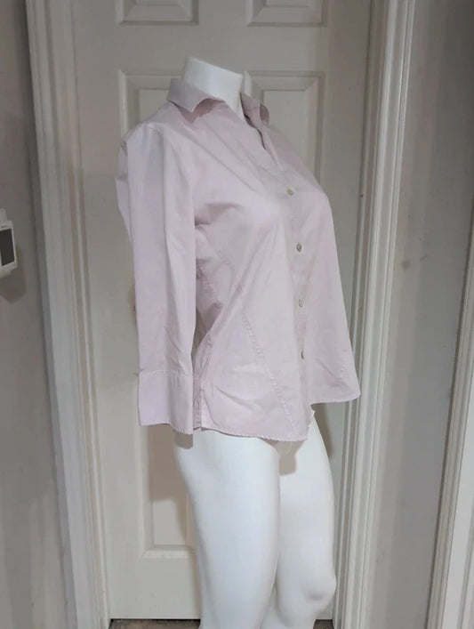 Foxcroft Y2K Pink 3/4 Sleeve Button-Down Women's Small Retro Non-Iron Stretch