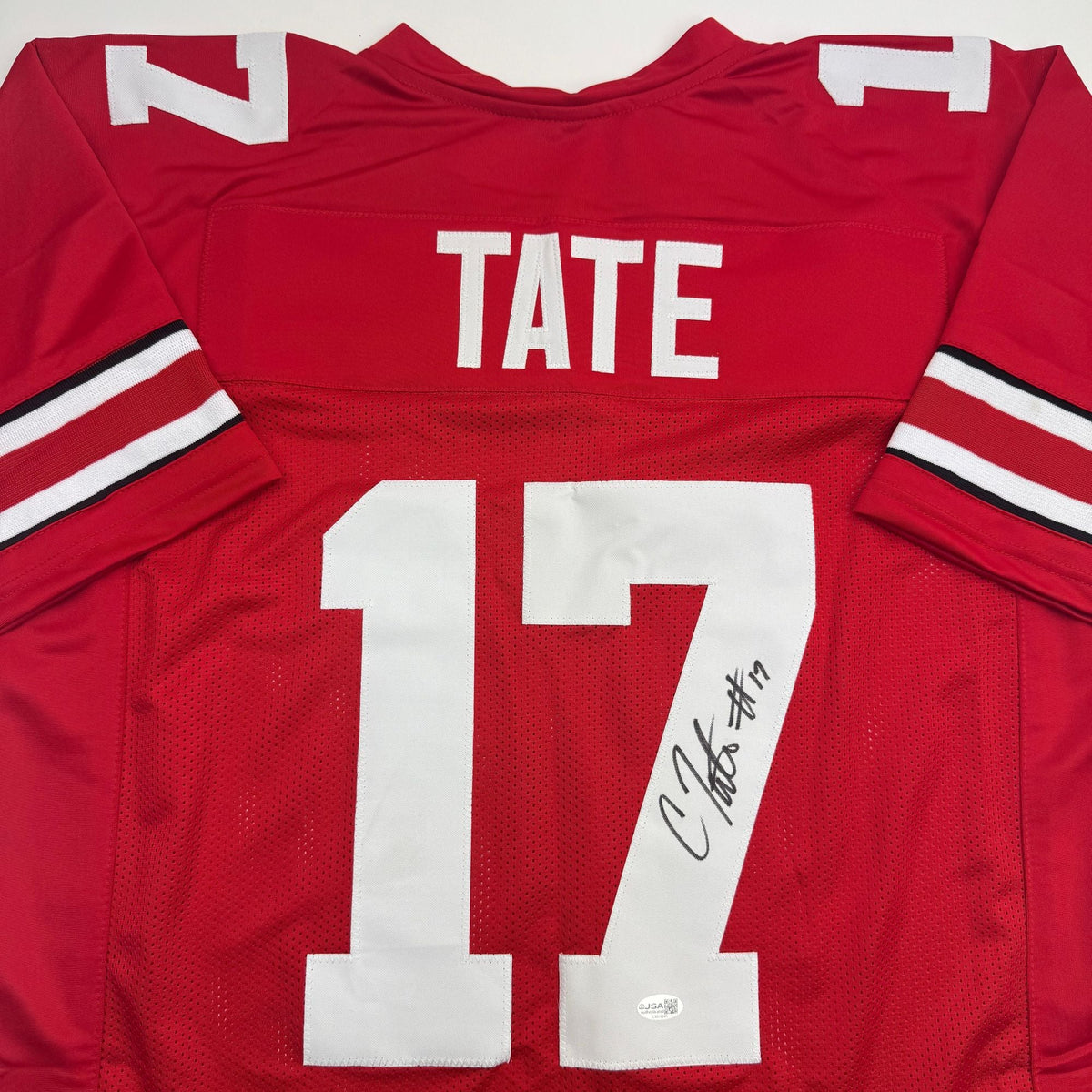 Autographed/Signed Carnell Tate Ohio State Red College Football Jersey JSA COA