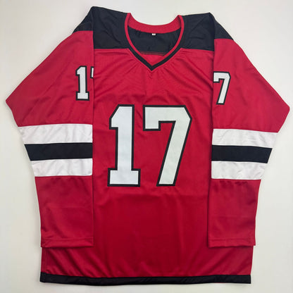 Autographed/Signed Simon Nemec New Jersey NJ Red Hockey Jersey JSA COA