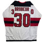 Autographed/Signed Martin Brodeur New Jersey NJ White Hockey Jersey Beckett BAS COA