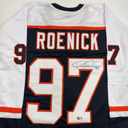 Autographed/Signed Jeremy Roenick Philadelphia Black Hockey Jersey Beckett BAS COA